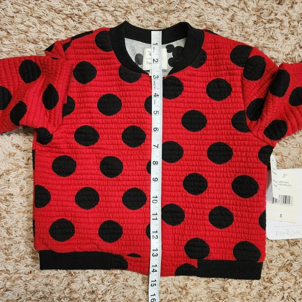 Disney Minnie Mouse Pippa & Julie Polka Dot Sweater Jacket‎ Back Minnie Design